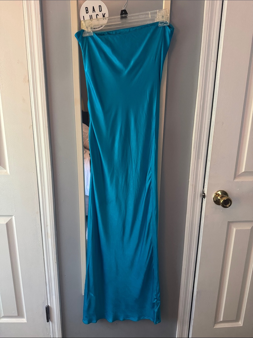 Satin Teal Maxi Slip Dress - Women's Elegant Evening Gown